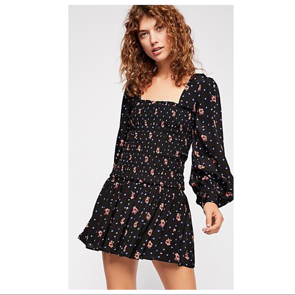 FREE PEOPLE BOHO FLOWY LONG SLEEVES MINI DRESS A2C - Picture 14 of 16